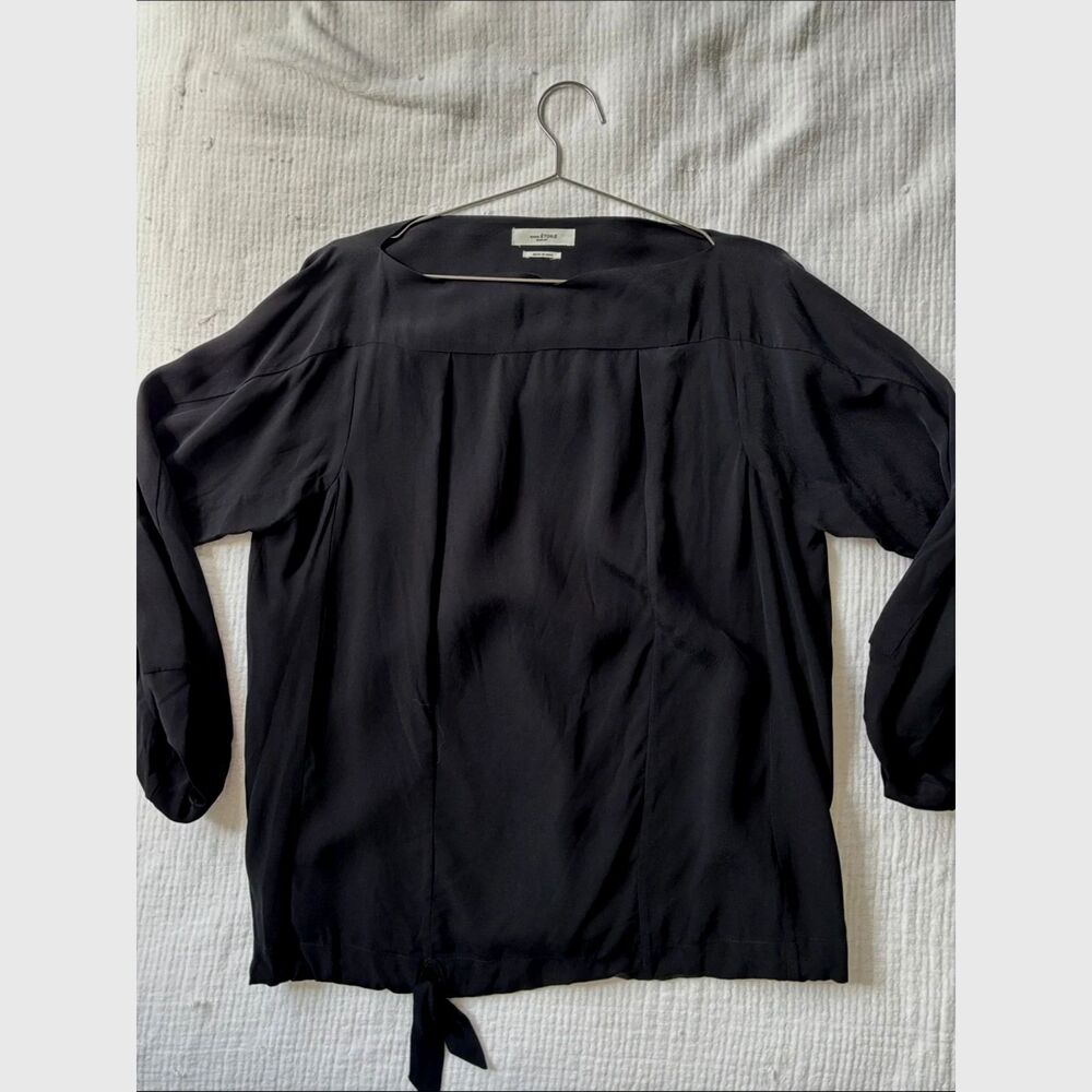 Isabel Marant Étoile Black 100% Cupro Side Tie Balloon Sleeve Blouse Size 34